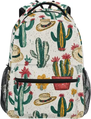 School Backpack for Teacher Nurse Fashion Personal Backpack with Chest Strap for Business Work College Travel Trip Western Cowboy Boho Cactus Primitive Charm Sparkling