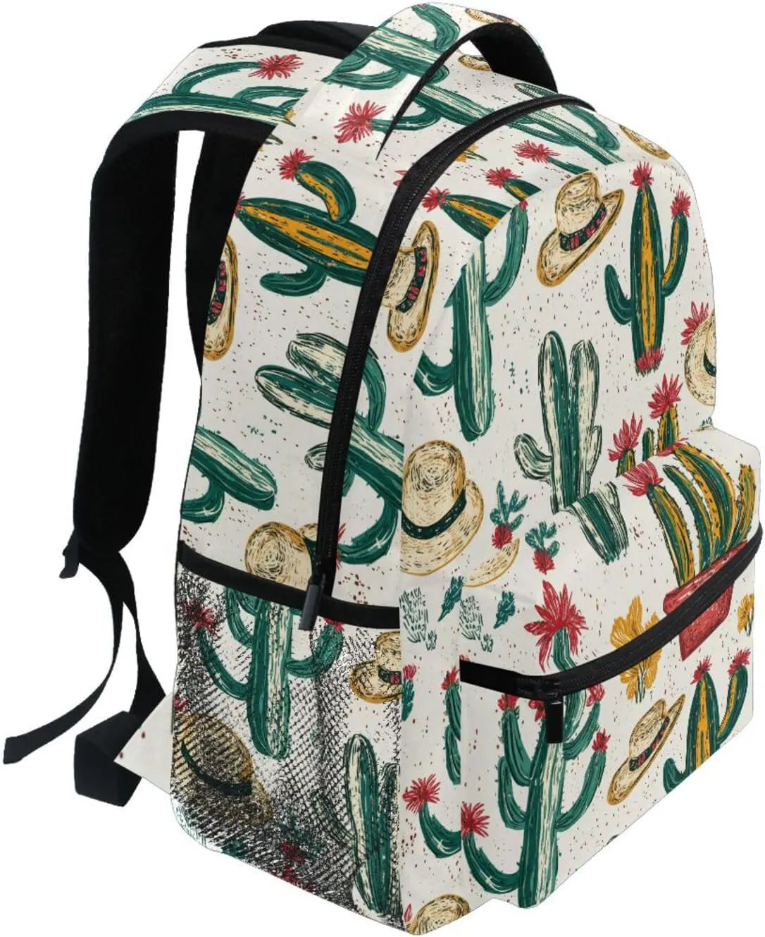 School Backpack for Teacher Nurse Fashion Personal Backpack with Chest Strap for Business Work College Travel Trip Western Cowboy Boho Cactus Primitive Charm Sparkling