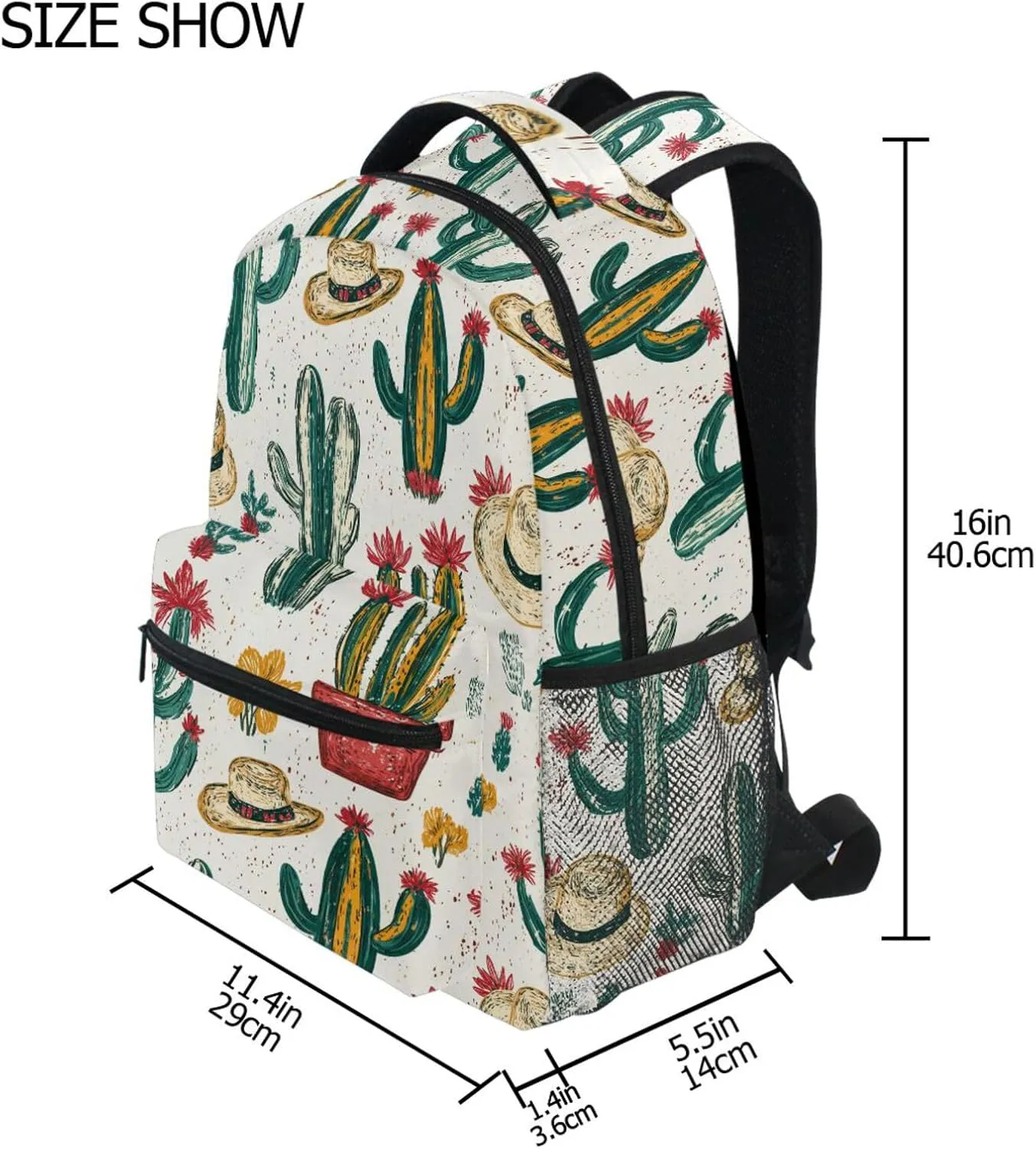 School Backpack for Teacher Nurse Fashion Personal Backpack with Chest Strap for Business Work College Travel Trip Western Cowboy Boho Cactus Primitive Charm Sparkling