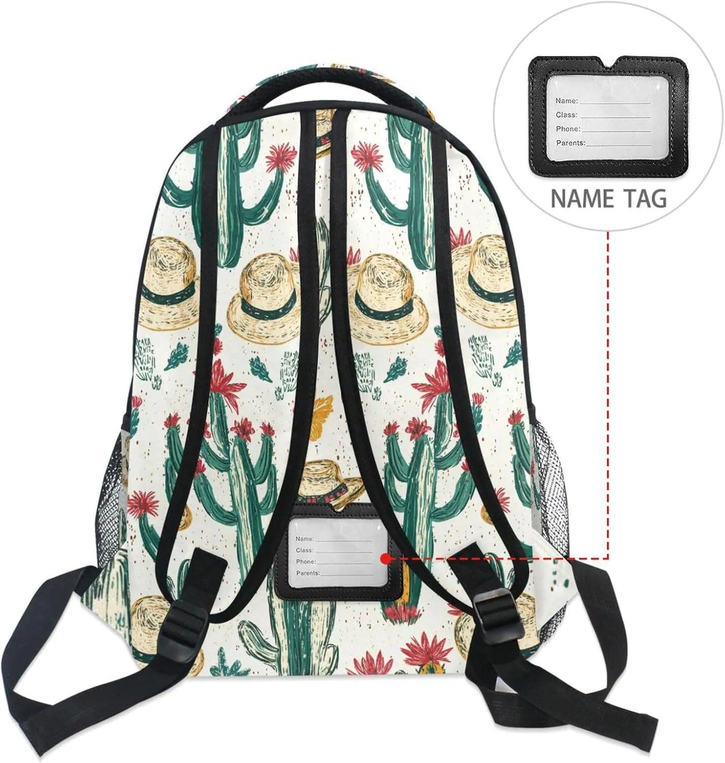 School Backpack for Teacher Nurse Fashion Personal Backpack with Chest Strap for Business Work College Travel Trip Western Cowboy Boho Cactus Primitive Charm Sparkling