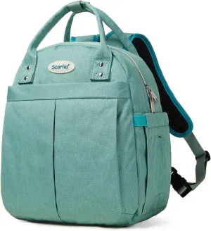 Scorlia Insulated Lunch Bag Cooler Backpack, Convertible Lunch Tote with Side pocket, Tall Reusable lunch Box Container with Drinks Holder for Work, Office, Beach, Picnic, Green