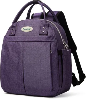 Scorlia Insulated Lunch Bag for Women, with Side pocket, Tall Reusable lunch Box Container with Drinks Holder for Women, Office, Beach, Picnic, Purple