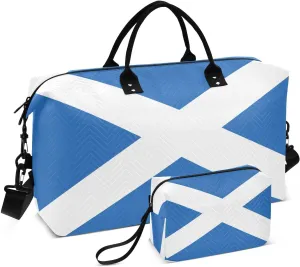 Scotland Flag Travel Duffle Bag Quilt Gym Bag Weekender Bags Overnight Bag Carry On Bag with Make Up Bag for Women Ladies Airplane Trip Travel Essentials Gifts