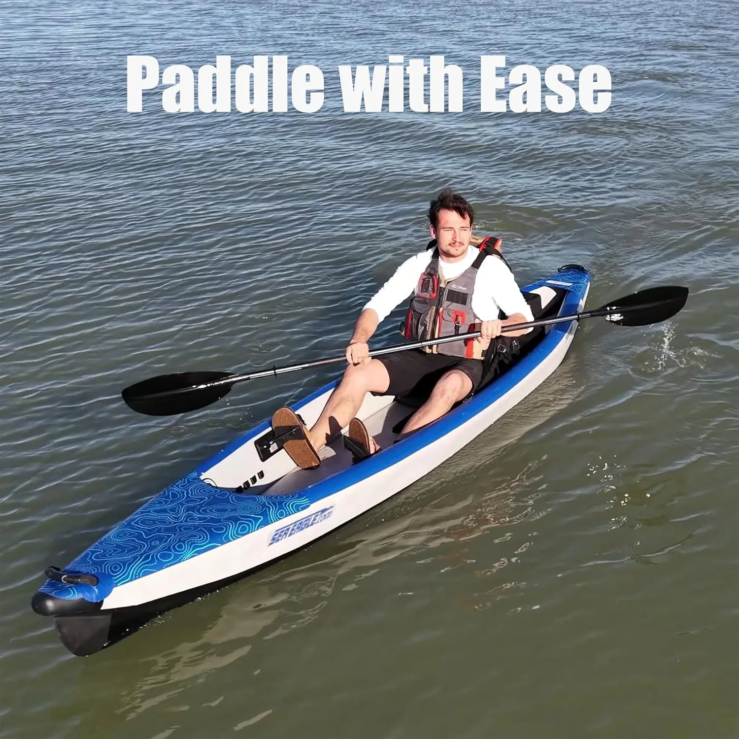 Sea Eagle RazorLite Inflatable Kayak - Lightweight, Drop Stitch, High Speed Touring Kayak - Solo or Tandem - Tall Back Seat(s), Paddle(s), Backpack, Skeg and Pump