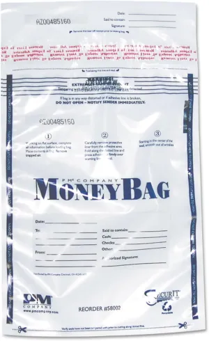 SecurIT Tamper-Evident Deposit Bag, Plastic, 9 X 12, Clear, 100/pack