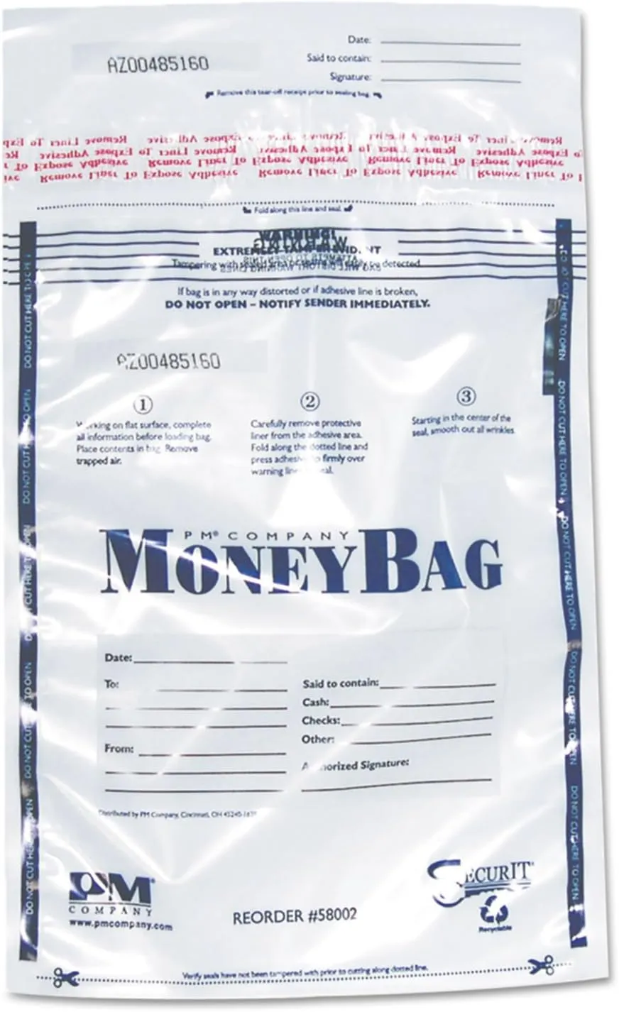 SecurIT Tamper-Evident Deposit Bag, Plastic, 9 X 12, Clear, 100/pack
