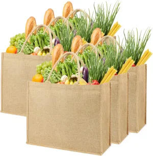 Segarty 6 Pack Reusable Shopping Bag, 17x14x7 Large Grocery Tote Foldable Washable Heavy Duty Storage Bags with Reinforced Handles Lightweight Tote Bulk for Kitchen Groceries Food Storage