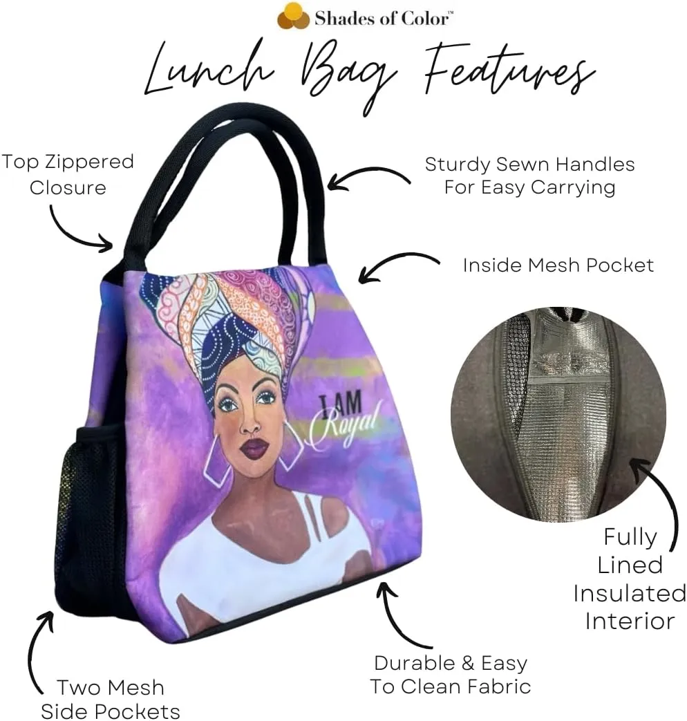 Shades of Color African American Lunch Bag, Reusable, Insulated, with Shoulder Strap, for Hiking, Picnic, Beach, Office—Perfect Gift for Black Women