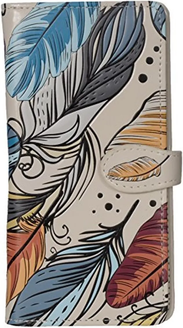 Shag Wear Women's Large Feather Pattern Small Wallet w/Zipper (Cream)