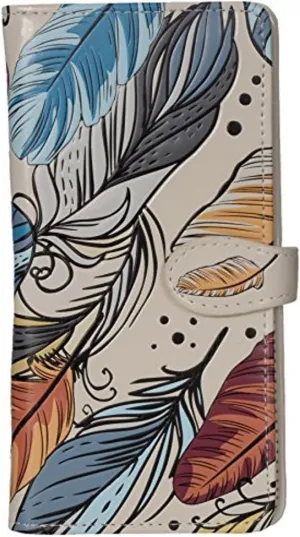 Shag Wear Women's Large Feather Pattern Small Wallet w/Zipper (Cream)