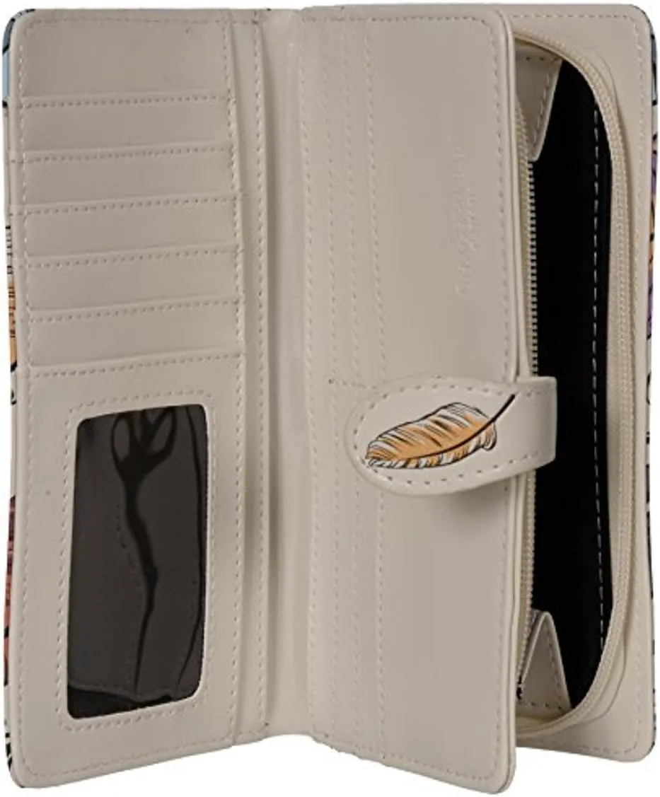 Shag Wear Women's Large Feather Pattern Small Wallet w/Zipper (Cream)