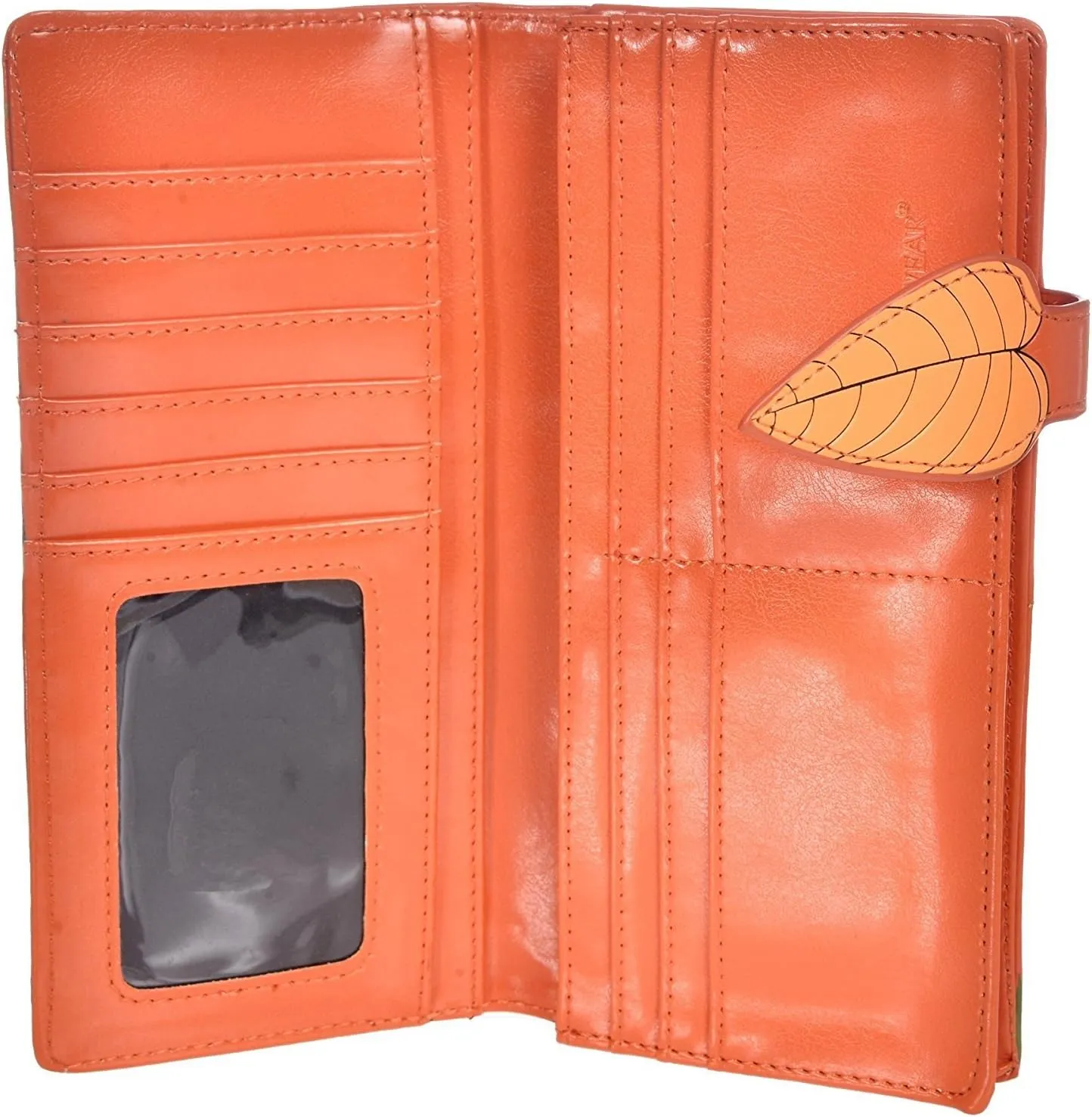 Shag Wear Women's Premium Vegan Clutch Cardholder Wallet Zipper Purse with Pretty Autumn Owl Orange