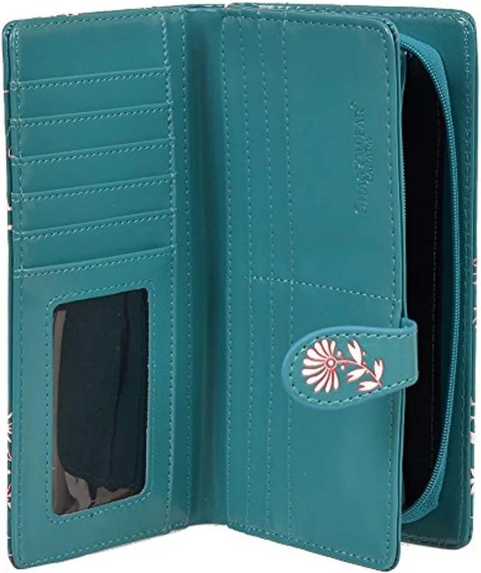 Shag Wear Women's Premium Vegan Clutch Cardholder Wallet Zipper Purse with Pretty Teal Mermaid