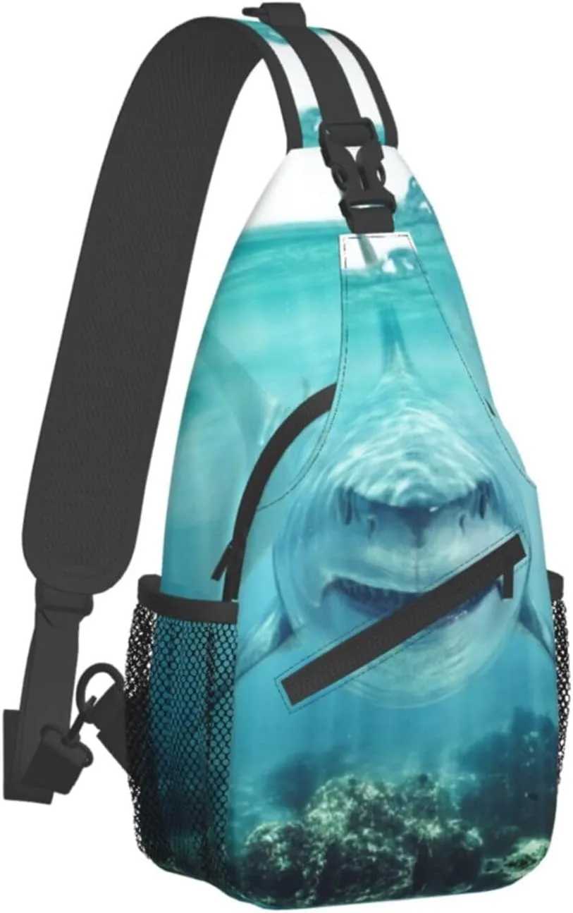 Shark Sling Backpack Chest Bag Crossbody Shoulder Bag Gym Cycling Travel Hiking Daypack For Men Women