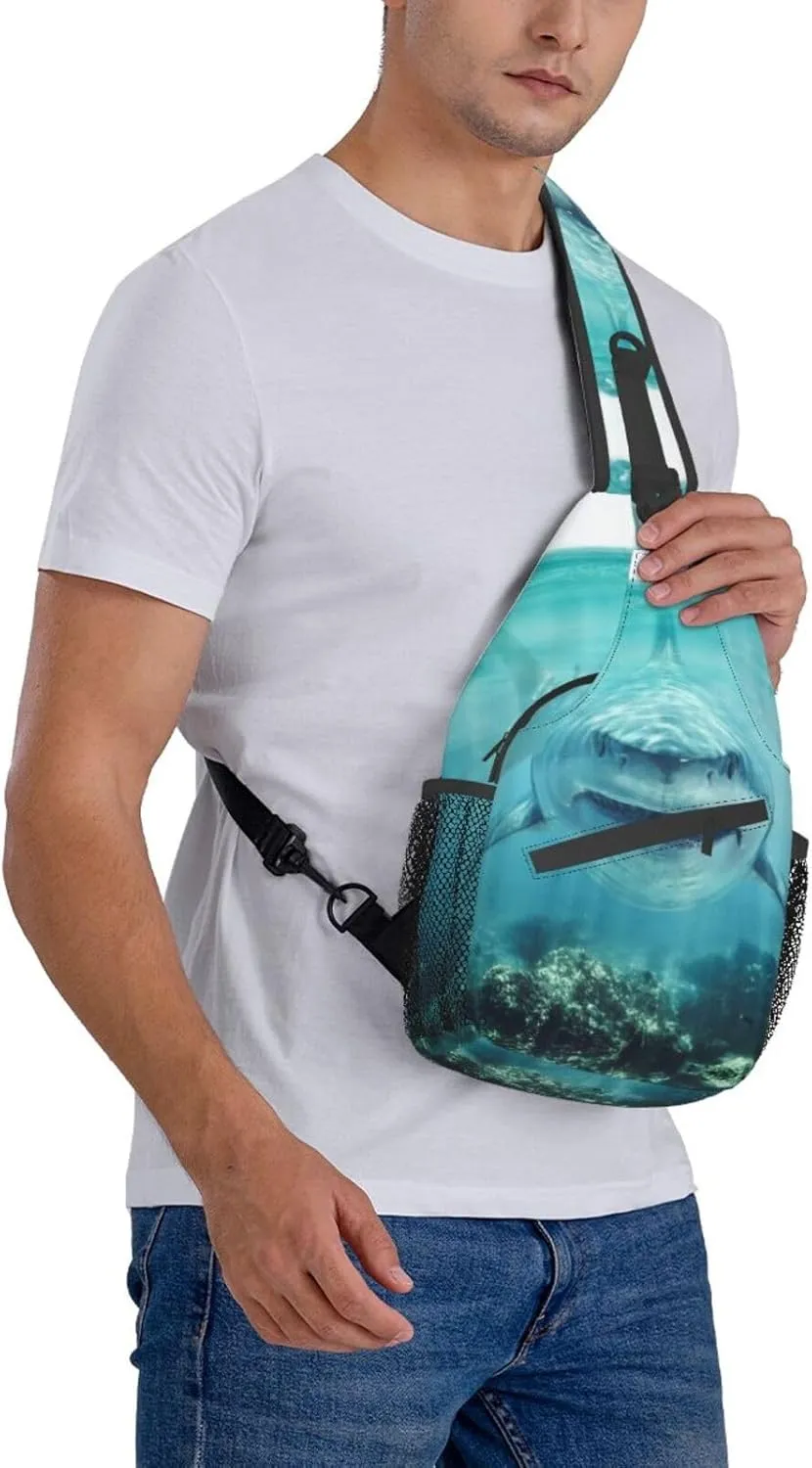 Shark Sling Backpack Chest Bag Crossbody Shoulder Bag Gym Cycling Travel Hiking Daypack For Men Women