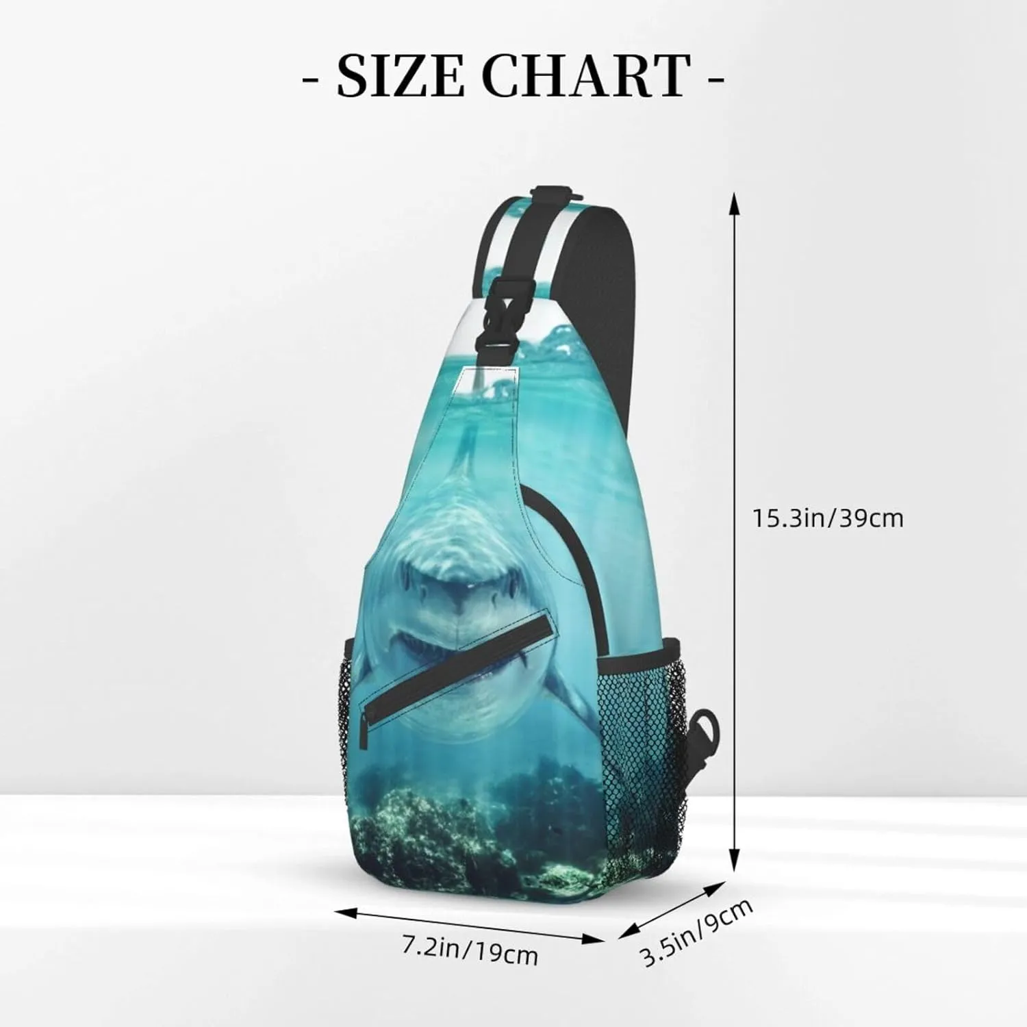 Shark Sling Backpack Chest Bag Crossbody Shoulder Bag Gym Cycling Travel Hiking Daypack For Men Women