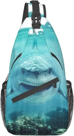 Shark Sling Backpack Chest Bag Crossbody Shoulder Bag Gym Cycling Travel Hiking Daypack For Men Women