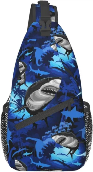 Shark Sling Backpack Chest Bag Crossbody Shoulder Bag Gym Cycling Travel Hiking Daypack For Men Women