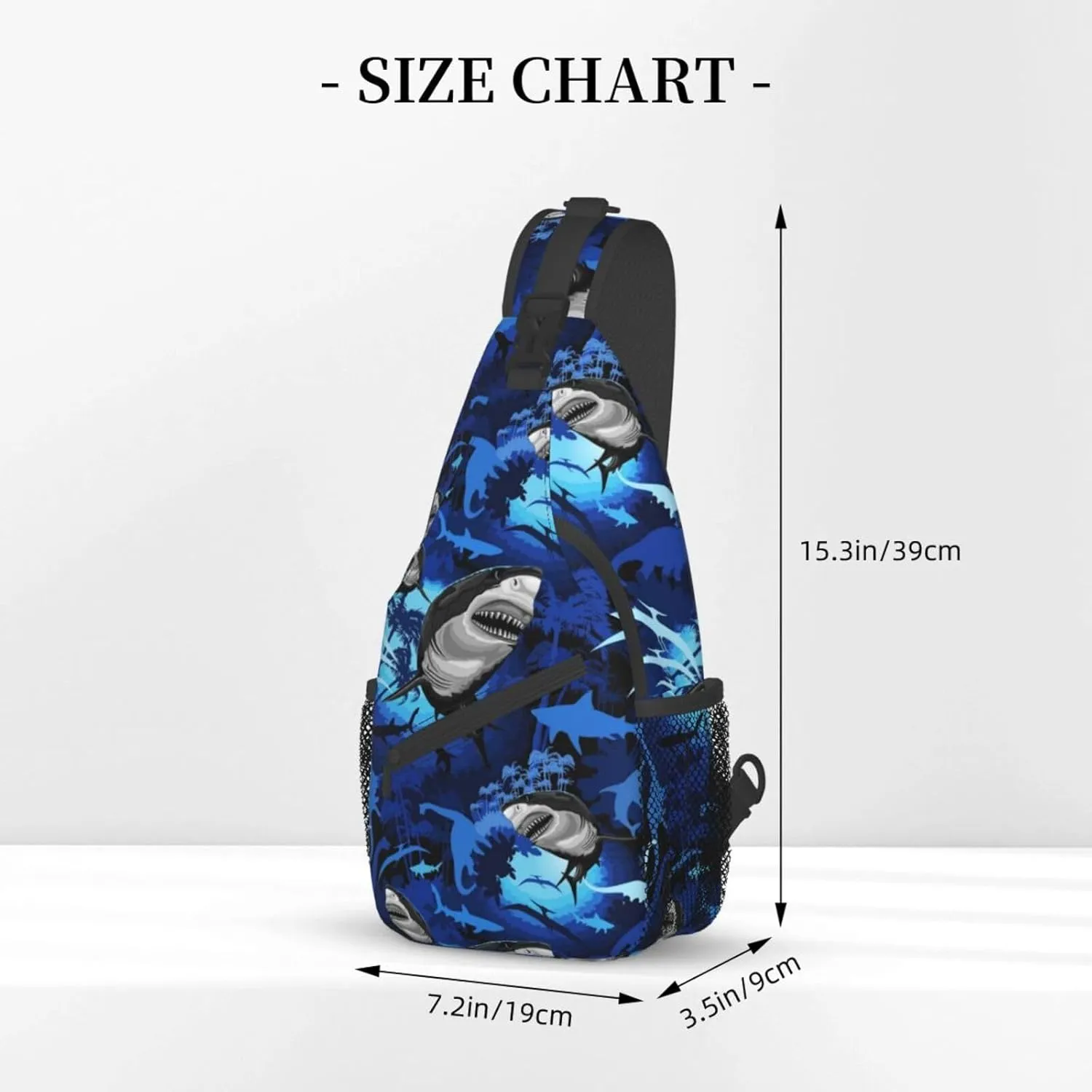 Shark Sling Backpack Chest Bag Crossbody Shoulder Bag Gym Cycling Travel Hiking Daypack For Men Women