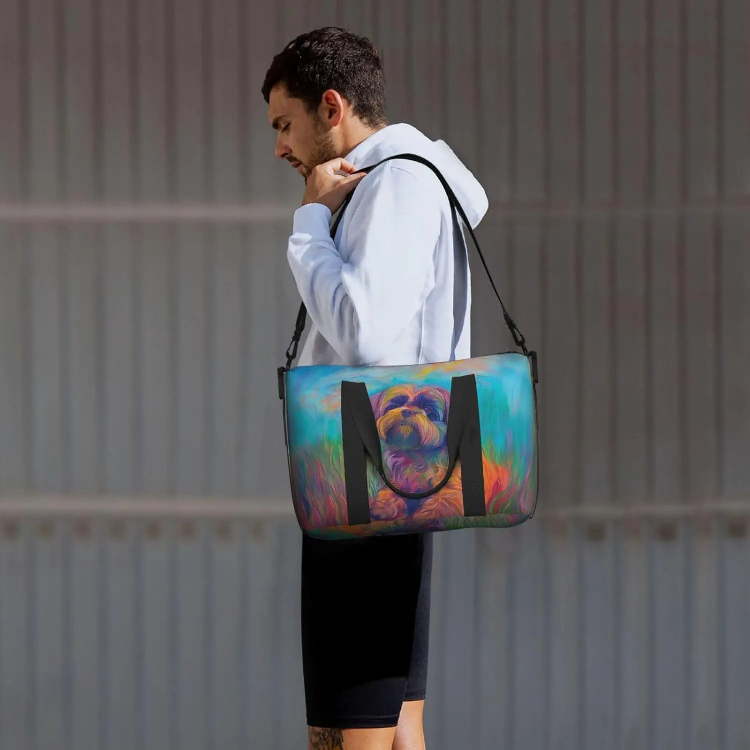 Shih Tzu art print Travel Duffel Bag, Sports Tote Gym Bag, Swim Pool Bag Large Shoulder Tote Bag for Beach Weekender