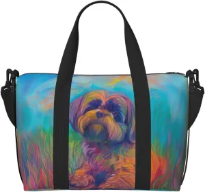 Shih Tzu art print Travel Duffel Bag, Sports Tote Gym Bag, Swim Pool Bag Large Shoulder Tote Bag for Beach Weekender