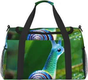 Shimmering Snail Print Travel Duffel Bag for Men & Women, Foldable Travel Bags and Spacious Weekender Tote Bag for Storage Toiletry Luggage Personal Item