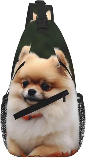 Short-Haired Pomeranian Dog Sling Bag For Women Men Travel Hiking Backpack Crossbody Shoulder Chest Bags Casual Daypack