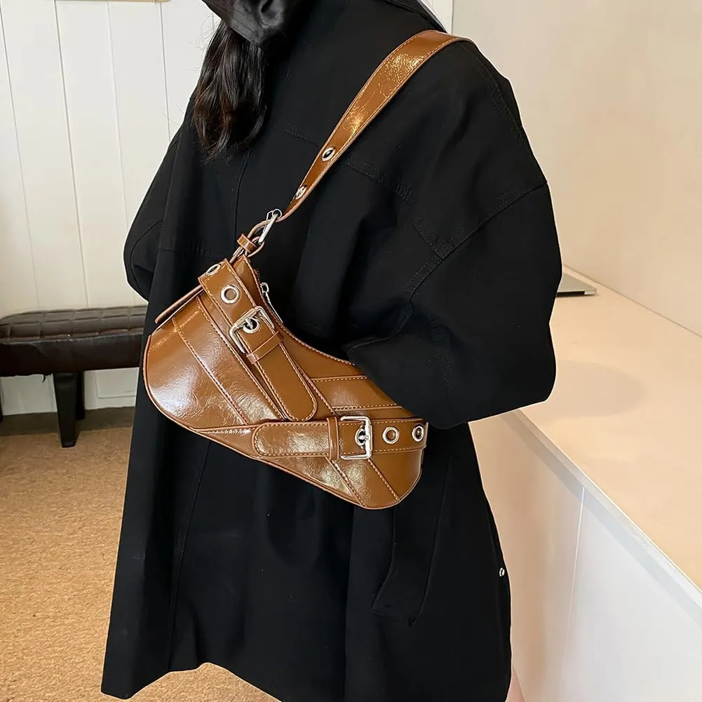 Shoulder Bag Y2k Purse for Women Punk Style Hobo Handbag Trendy Shoulder Purse Pu Leather Clutch Y2k Bag Fall Purse