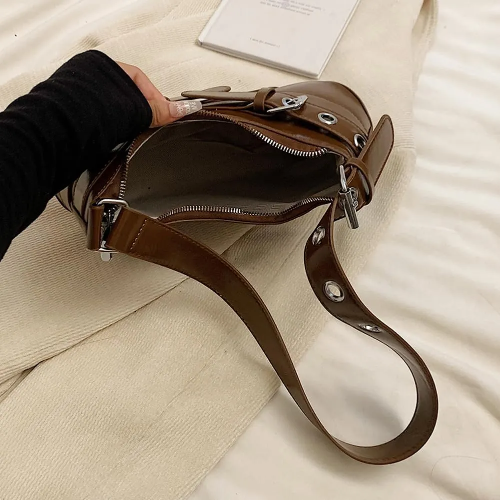 Shoulder Bag Y2k Purse for Women Punk Style Hobo Handbag Trendy Shoulder Purse Pu Leather Clutch Y2k Bag Fall Purse