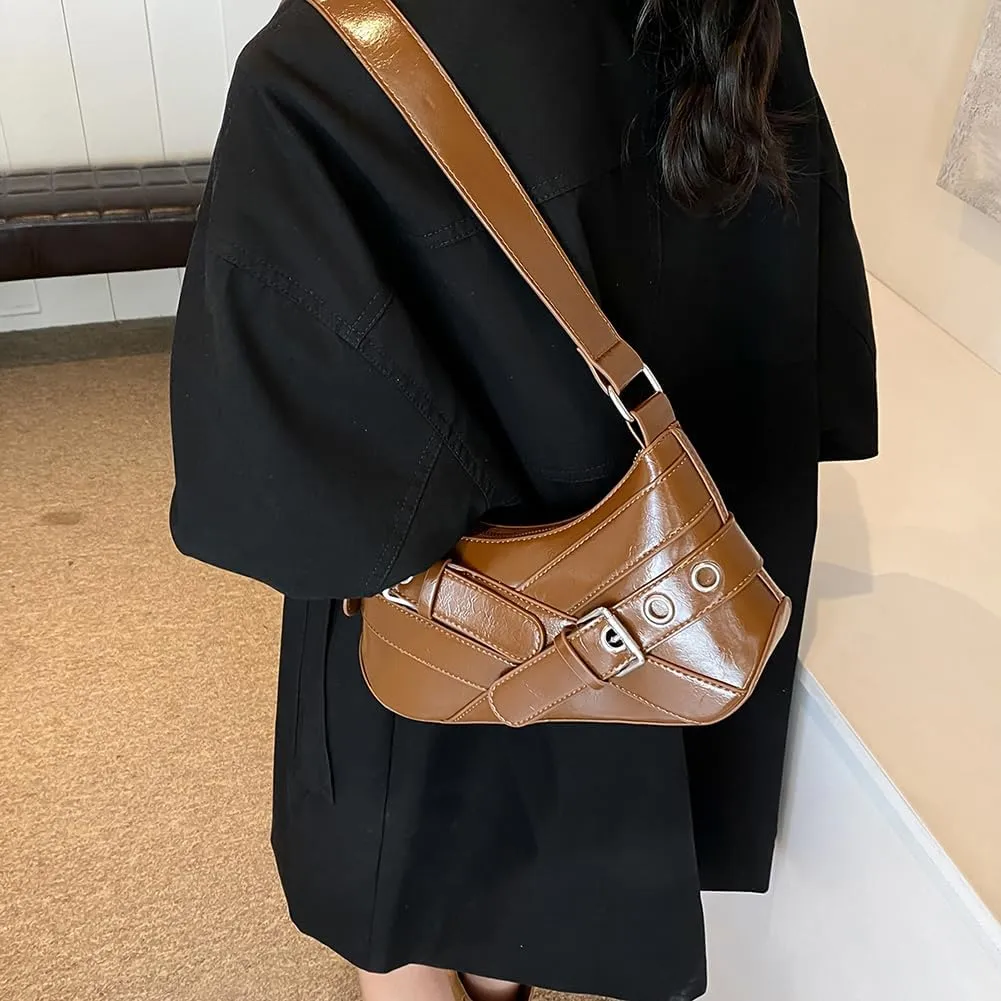 Shoulder Bag Y2k Purse for Women Punk Style Hobo Handbag Trendy Shoulder Purse Pu Leather Clutch Y2k Bag Fall Purse
