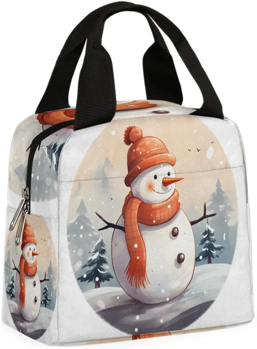 Shy Snowman Insulated Lunch Box for Women Men,Cooler Lunch Bag Lunch Tote Bag, Portable Thermal Lunch Bags for Outdoor Picnic