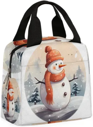 Shy Snowman Insulated Lunch Box for Women Men,Cooler Lunch Bag Lunch Tote Bag, Portable Thermal Lunch Bags for Outdoor Picnic