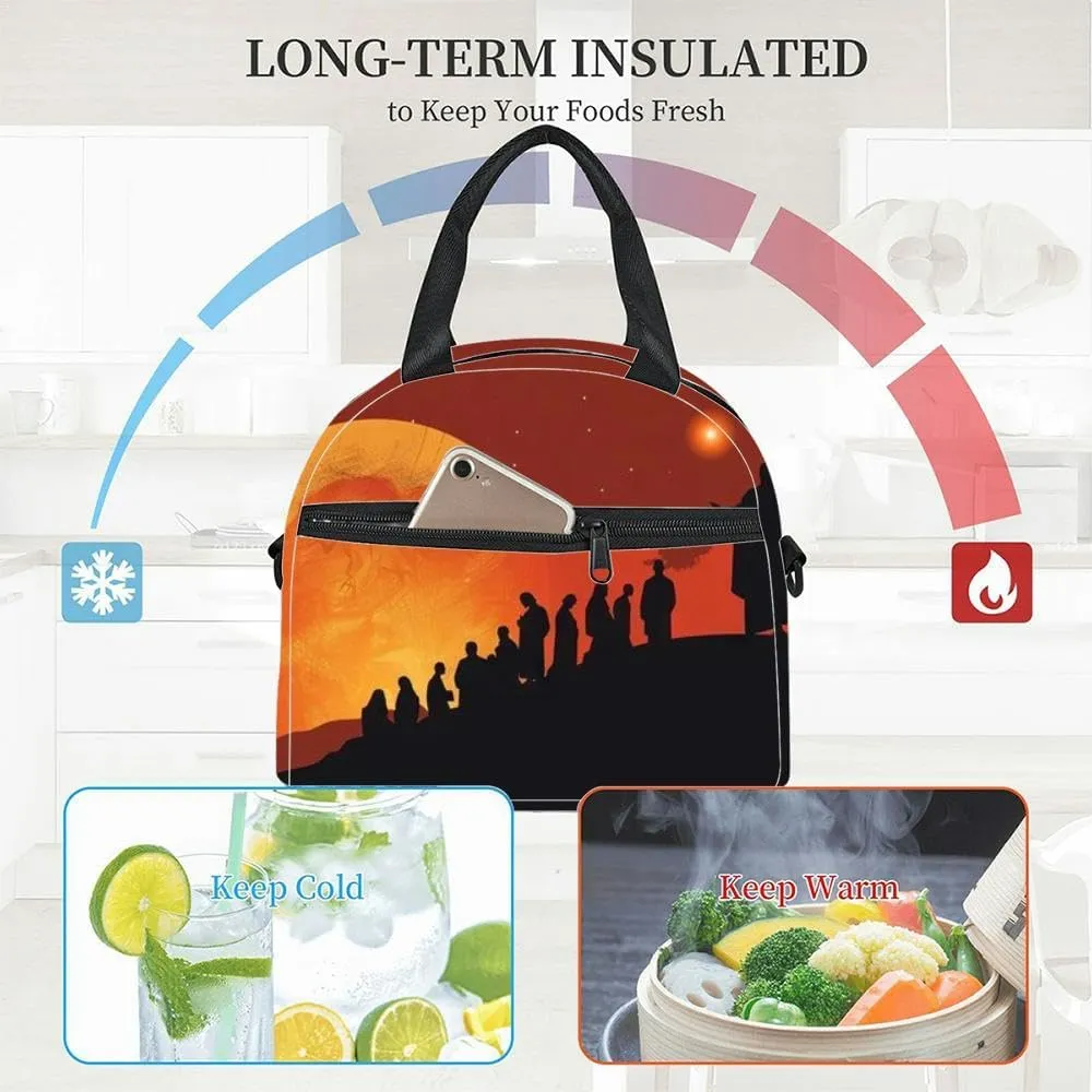silhouette dreams biblical story divine purpose and Insulated Adult Lunch Bag with Shoulder Strap for Women Lightweight Reusable Portable Freezable Lunch Tote Bag for Work Picnic