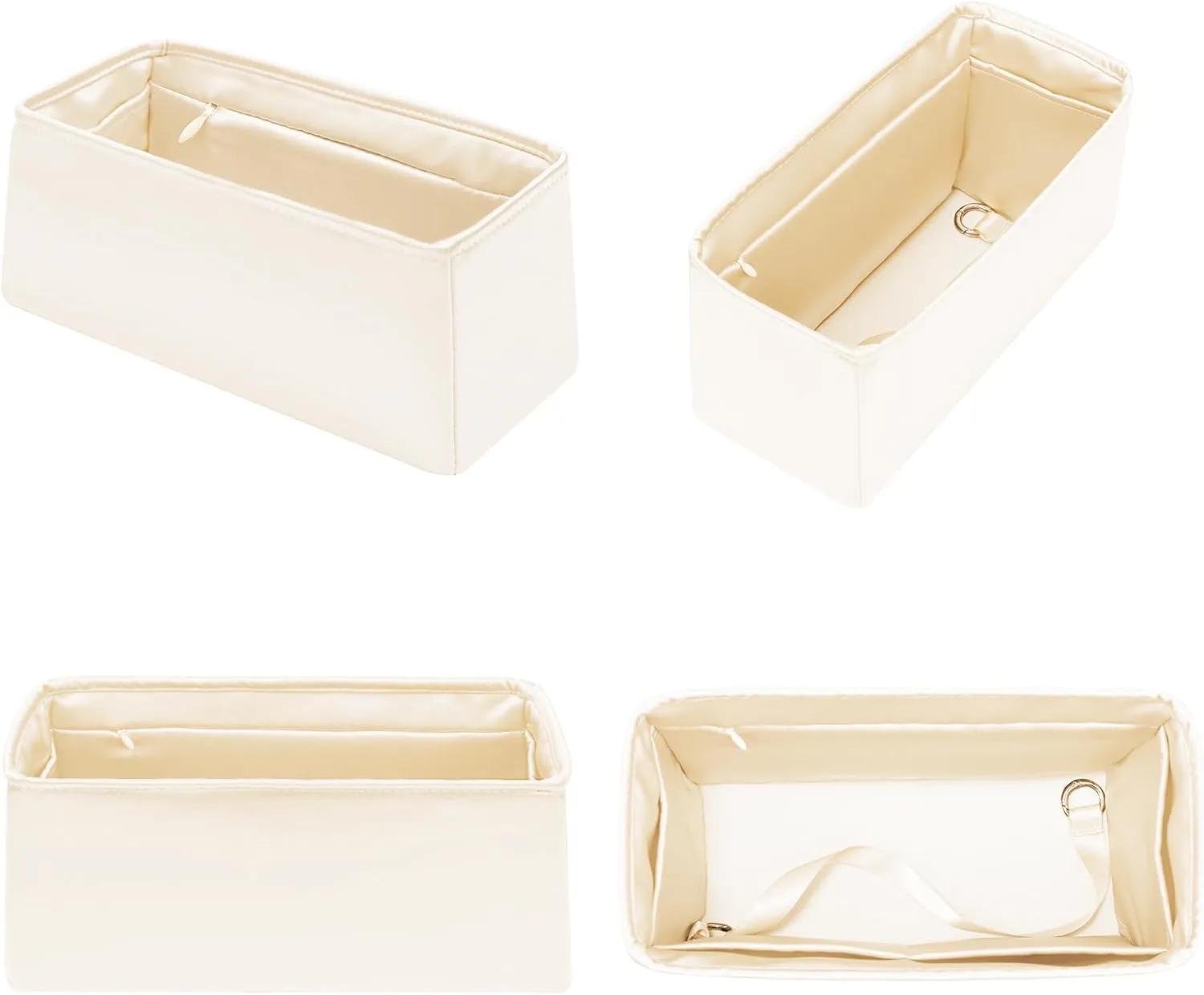 Silky Insert for Kelly 25, Purse Organizer Insert with Zipper Compatible with Hermes Kelly 25, Lightweight and Silky Smooth Handbag Shaper(KE25 with Zipper, Craie)