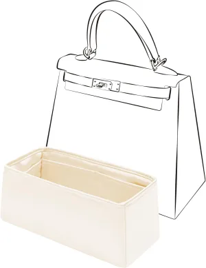 Silky Insert for Kelly 32, Purse Organizer Insert Compatible with Hermes Kelly 32, Lightweight and Silky Smooth Handbag Shaper(KE32, Craie)