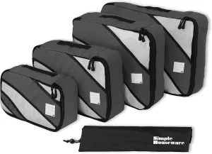 Simple Houseware 4 Set Packing Cube - Travel Organizers with Laundry Bag, Dark Grey