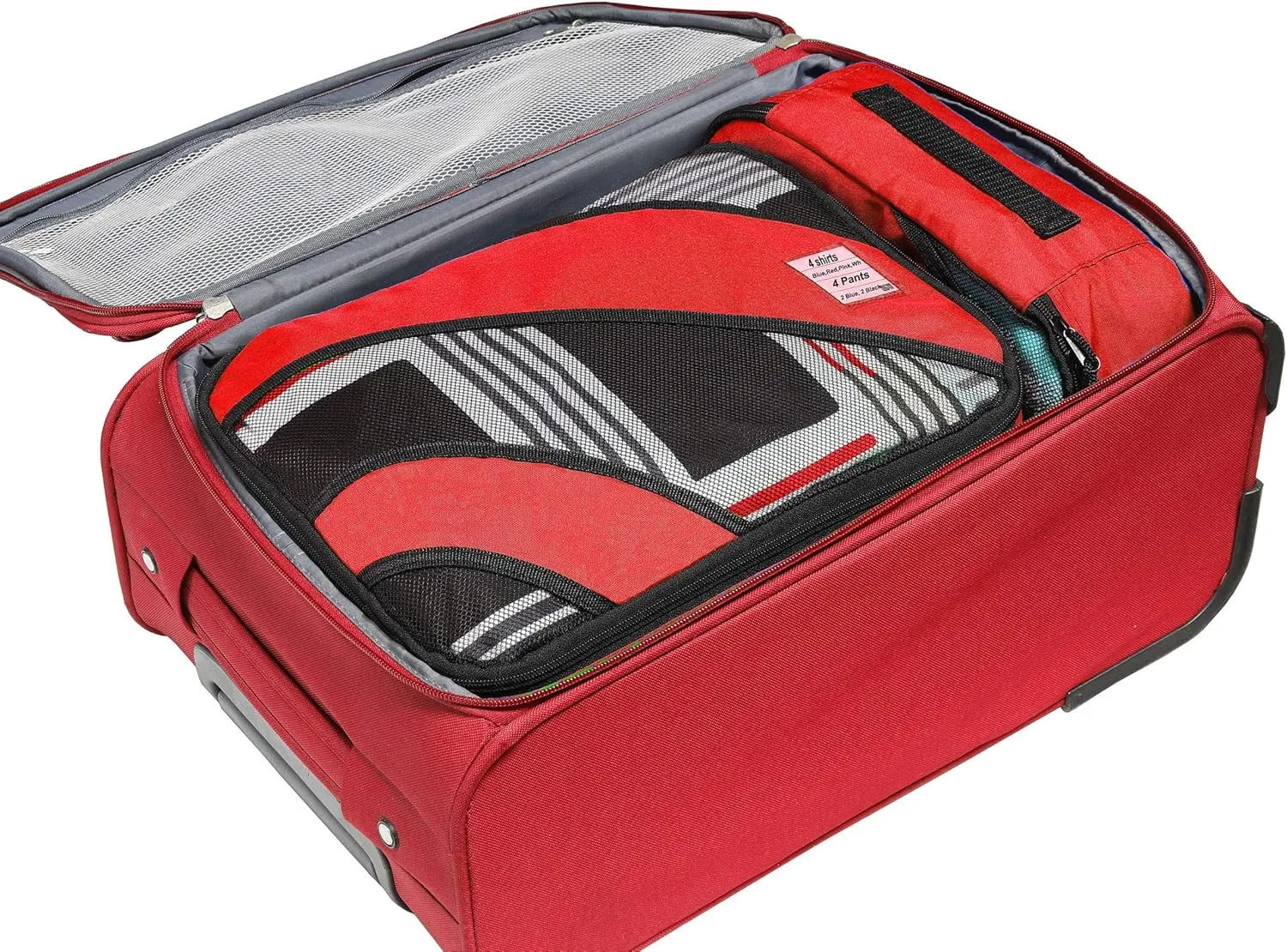 Simple Houseware 4 Set Packing Cube - Travel Organizers with Laundry Bag, Red