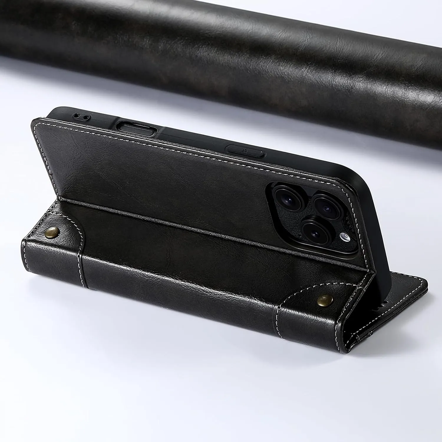 SINIANL Compatible with iPhone 16 Pro Max Case Wallet with Magnetic Kickstand Credit Card Holder, Leather Folio Flip Cover Wallet Case for iPhone 16 Pro Max Dark Gray