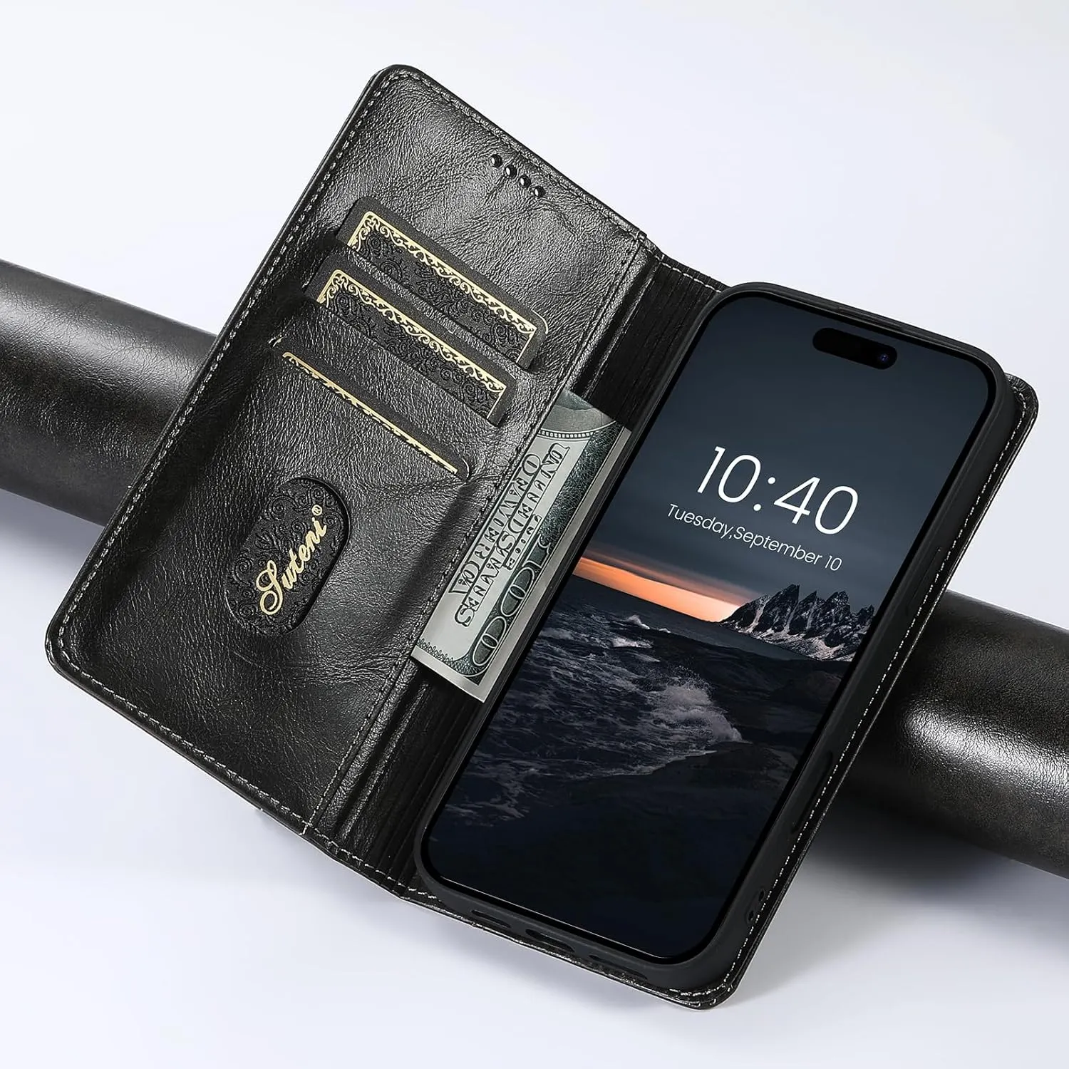 SINIANL Compatible with iPhone 16 Pro Max Case Wallet with Magnetic Kickstand Credit Card Holder, Leather Folio Flip Cover Wallet Case for iPhone 16 Pro Max Dark Gray