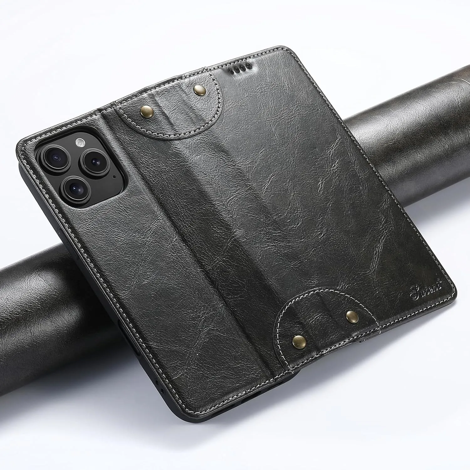 SINIANL Compatible with iPhone 16 Pro Max Case Wallet with Magnetic Kickstand Credit Card Holder, Leather Folio Flip Cover Wallet Case for iPhone 16 Pro Max Dark Gray