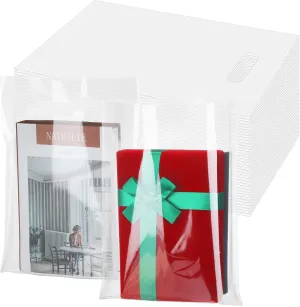 Sinmoe 200 Pack Plastic Bag with Handles Bulk Plastic Merchandise Die Cut Handle LDPE Gift Bags for Small Business Retail Gifts Shopping Trade