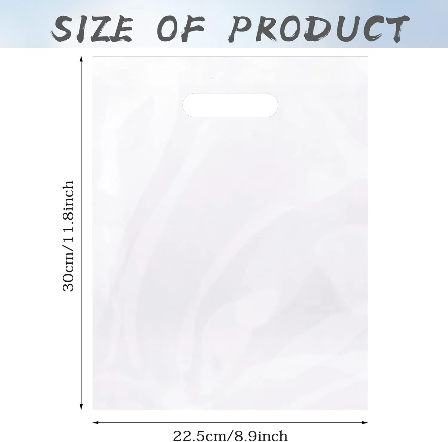 Sinmoe 200 Pack Plastic Bag with Handles Bulk Plastic Merchandise Die Cut Handle LDPE Gift Bags for Small Business Retail Gifts Shopping Trade