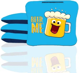 Skip's Garage Beer Me Blue Cornhole Bags - Duck Cloth - Choose Corn Filled or All-Weather Resin Corn Hole Bags