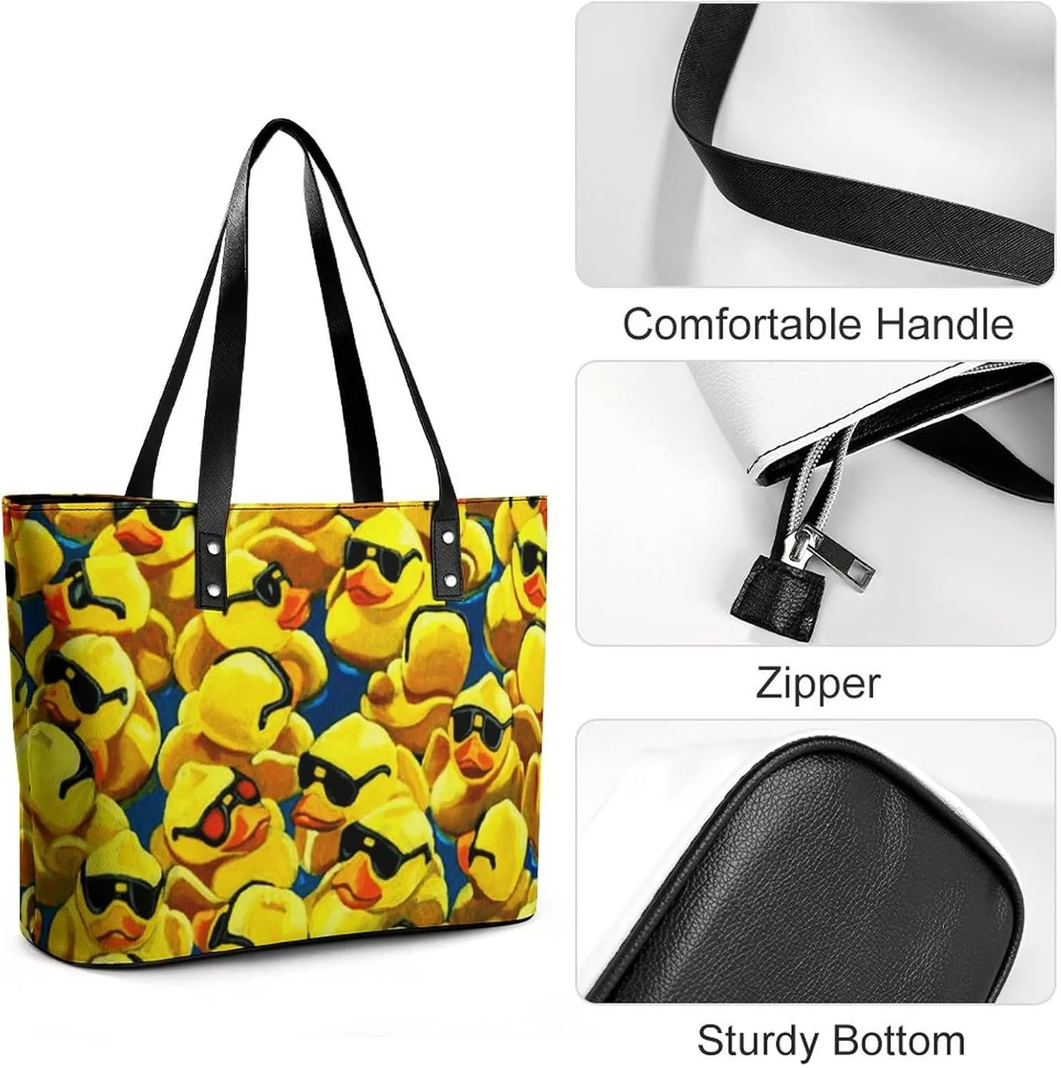Skull Flowers Cherry Black And White Leather Handbag Smooth Wrinkle Resistant Lightweight And Convenient