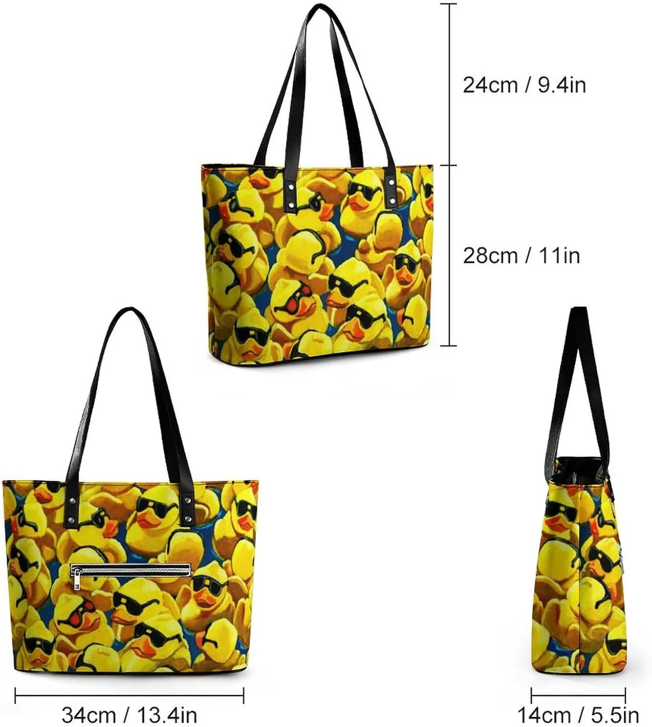 Skull Flowers Cherry Black And White Leather Handbag Smooth Wrinkle Resistant Lightweight And Convenient