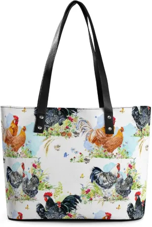Skull Flowers Cherry Black And White Leather Handbag Smooth Wrinkle Resistant Lightweight And Convenient