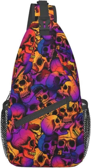 Skull Sling Backpack Chest Bag Crossbody Shoulder Bag Gym Cycling Travel Hiking Daypack For Men Women