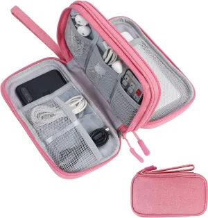 Skycase Electronic Organizer Travel Case - Waterproof Travel Cord Pouches for Organization, Cable Organizer, All-in-One Double Layers Storage Bag for Accessories, Charger, Cable, Pink
