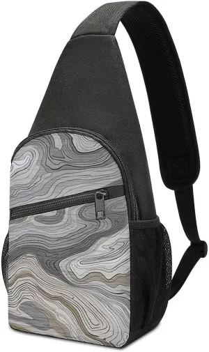 Sling Backpack for Women Men Crossbody Chest Bag Travel Gray Wooden Texture Daypack Shoulder Bag for Hiking