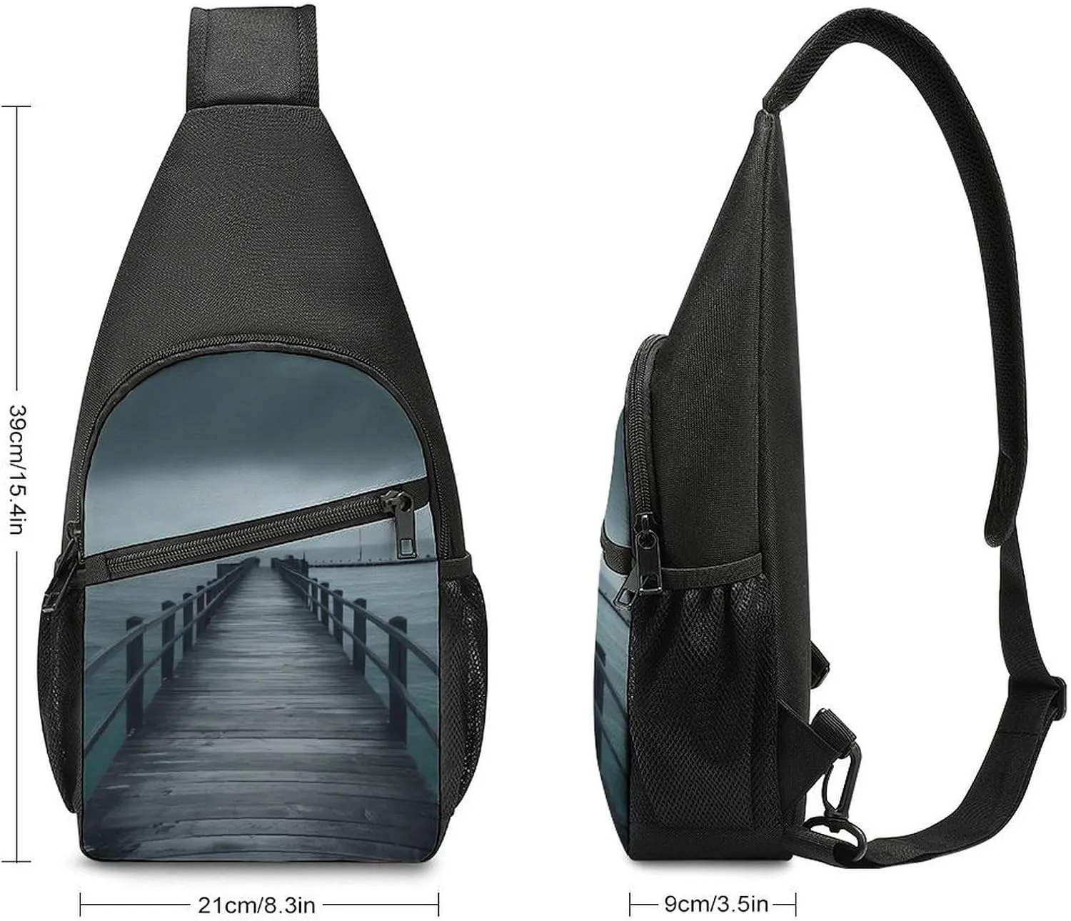 Sling Bag for Women Men Crossbody Bag Chest Bag Wooden Plank Road Sling Backpack Fanny Packs Travel Hiking Daypack